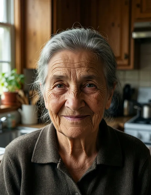 Kitchen portrait — made with Qwen Image 2512