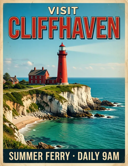 Travel poster with text — made with Qwen Image 2512