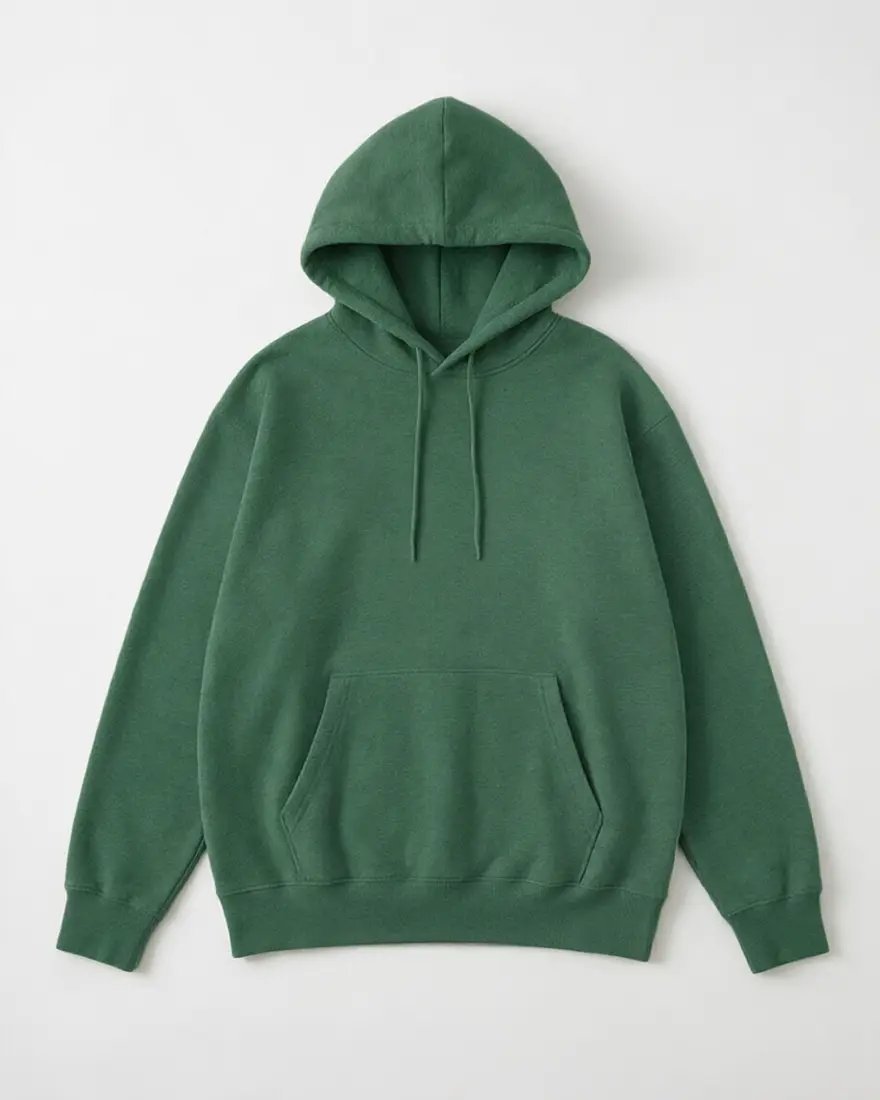 Forest green: Recolor the hoodie to navy blue. Keep the fabric texture, folds, drawstrings, shape, white background and lighting exactly the same.