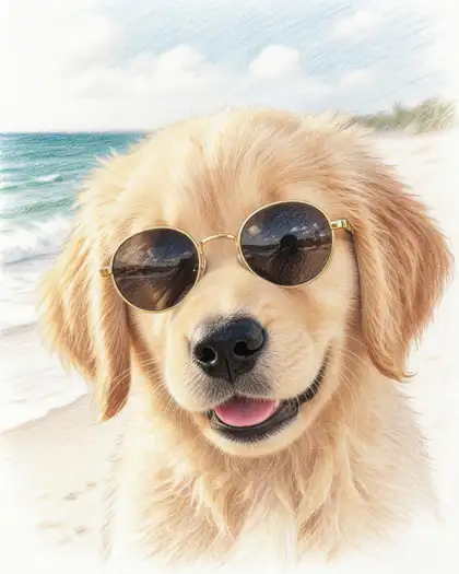 Colored pencil puppy
