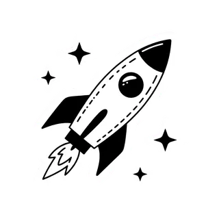Retro rocket sticker on a transparent background