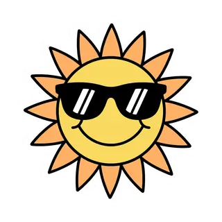 Sun in sunglasses sticker on a transparent background