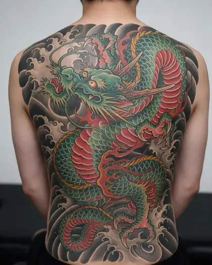 Dragon back piece (photo) tattoo design