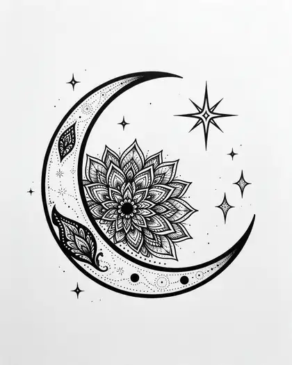 Mandala moon tattoo design