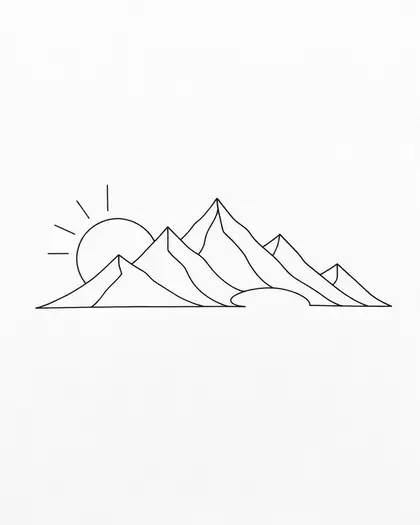 Mountain line tattoo design