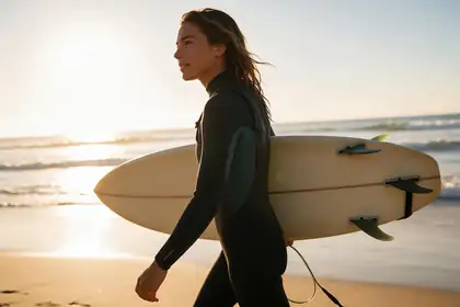 Golden-hour surfer