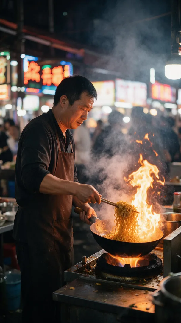 Night market wok — Wan 2.2 example clip