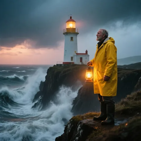 Lighthouse keeper in a storm — Wan 2.5 image model output