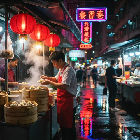 Night food market in Hong Kong — Wan 2.5 image model output