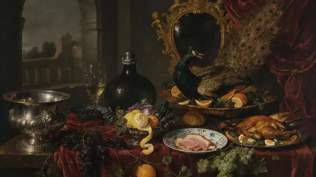 Baroque feast — AI desktop wallpaper