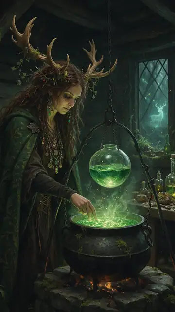 Forest witch phone wallpaper